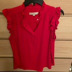 LOFT Gently worn flutter sleeve sleeveless blouse  3 buttons at neck